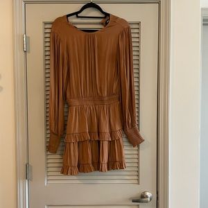 Burnt orange dress with cinched waist